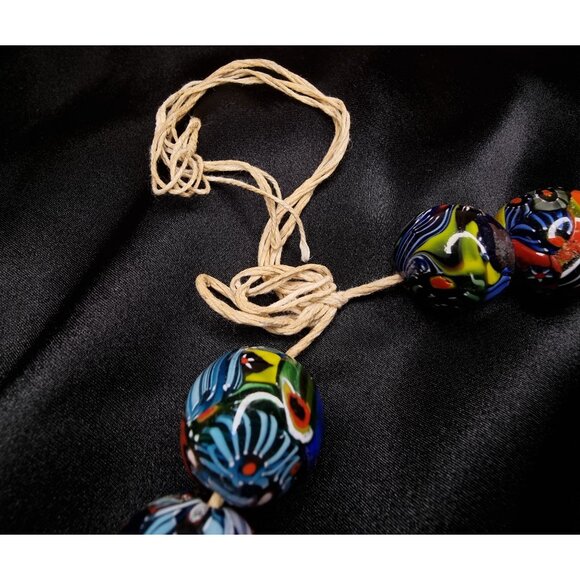 Rare Find Vintage Large Venetian Millefiori Glass Bead Choker Necklace - Picture 6 of 7